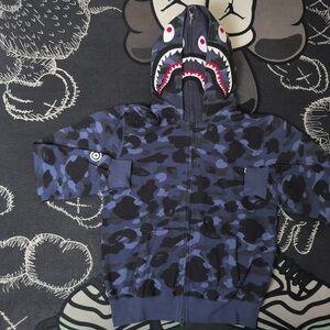 Bape Camo Shark Hoodie - Black and Blue